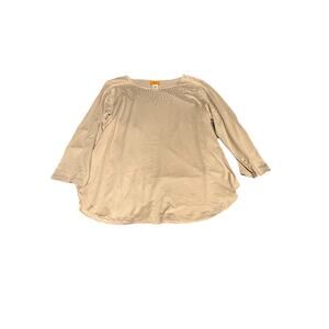 Ruby Rd. Women’s Tan Long Sleeve Embellished Rhinestone Blouse Medium